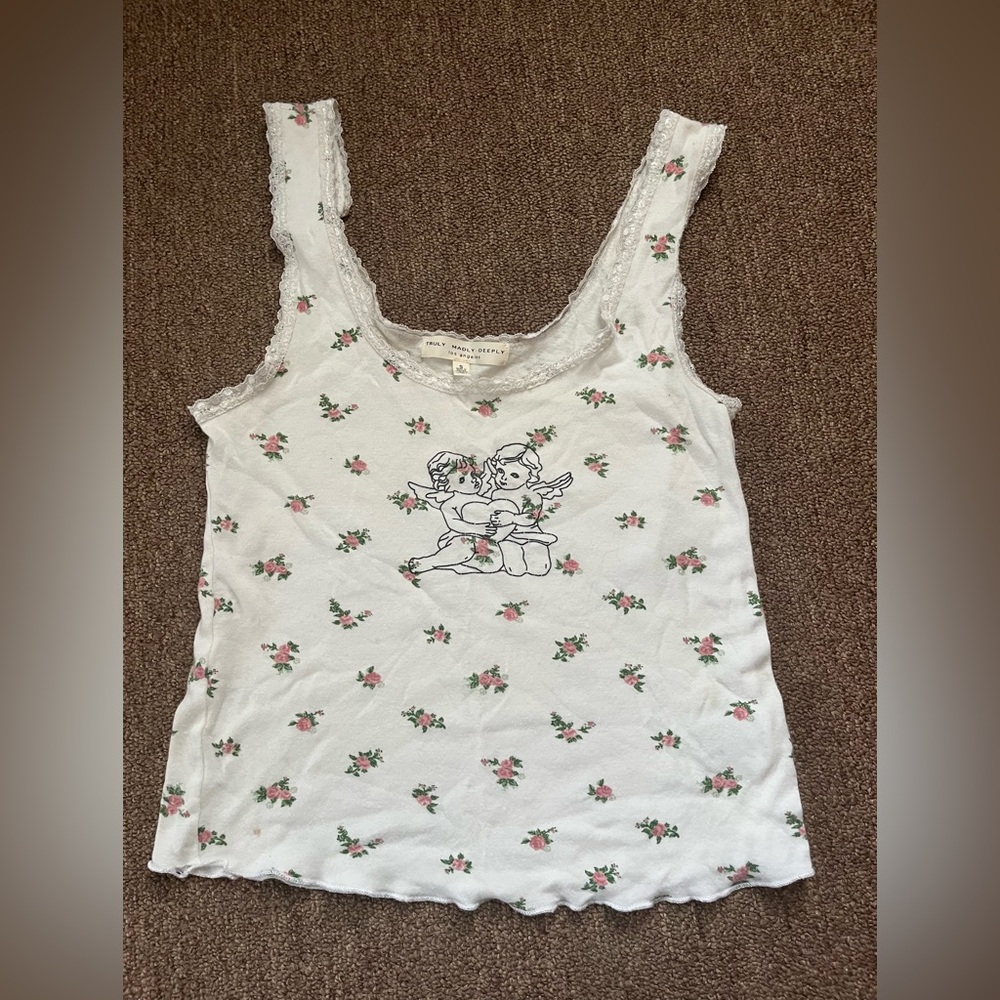 Truly Madly Deeply White Floral Tank Top